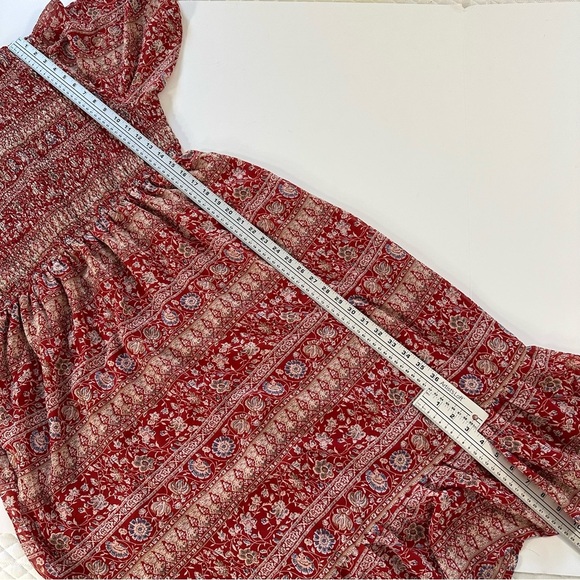 Chicsoul Womens Plus Sz 2X Red Smocked Floral Tiered Midi Dress - Picture 5 of 8